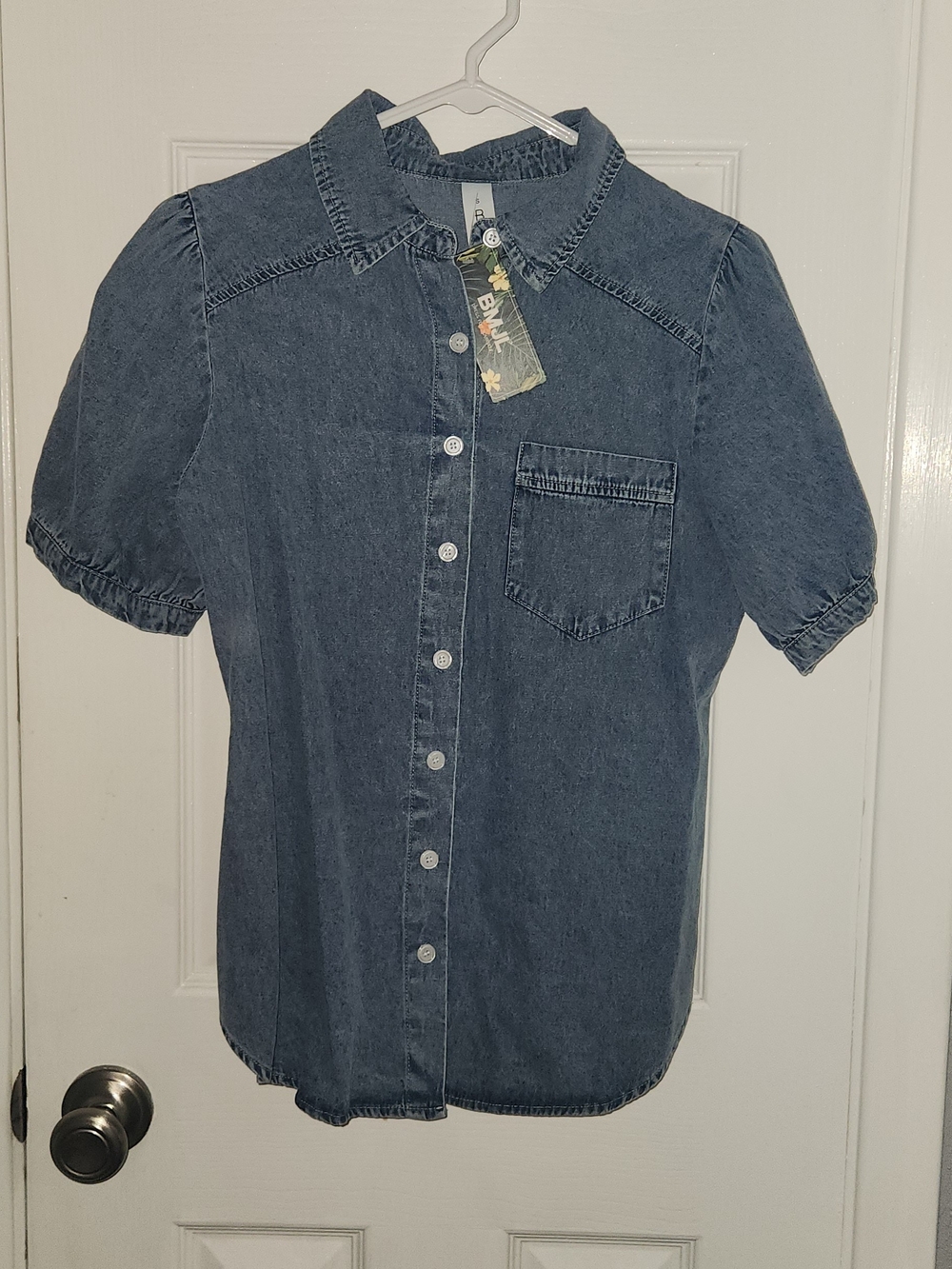 Denim Button-Front Shirt - Blue